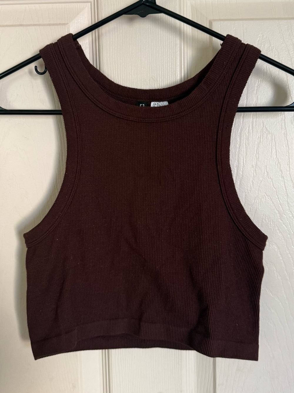 H&M Ribbed Crop Tank Top - Dark Brown